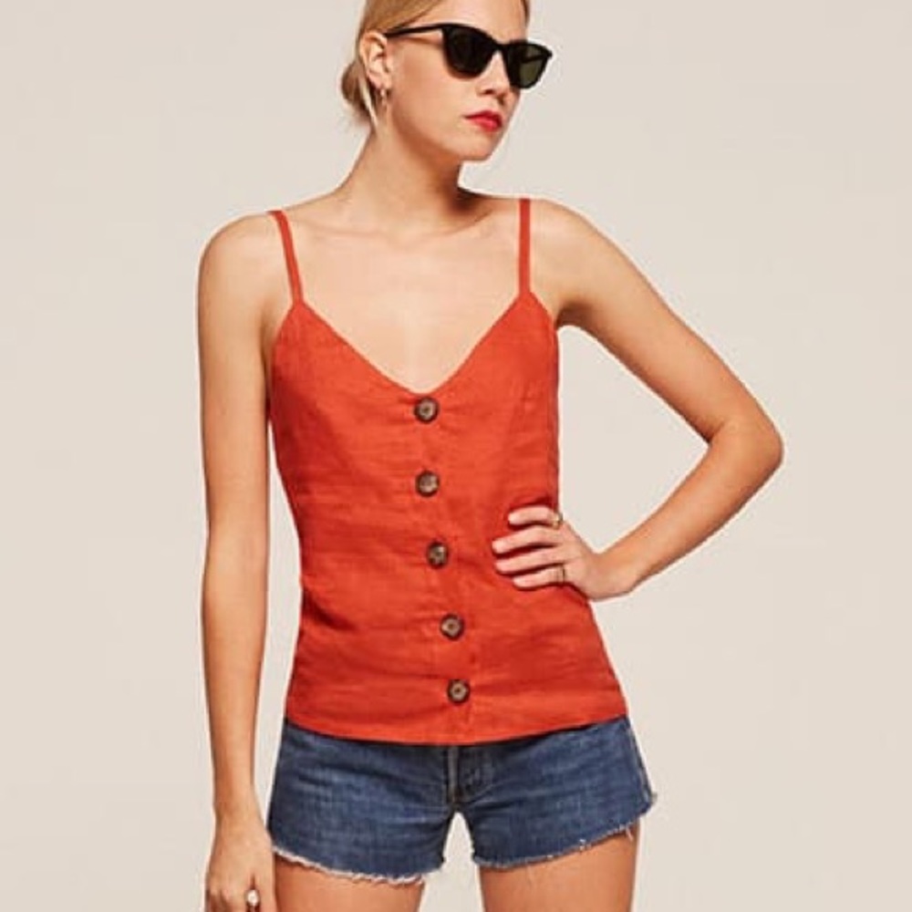 Reformation 100% Linen Tank w/Button Front sz S